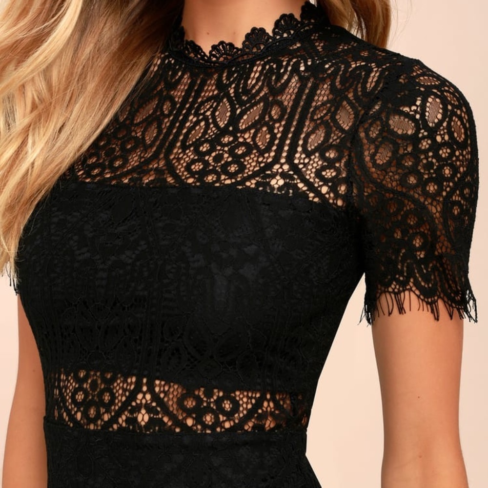 NEW! Lulu's Remarkable Black Lace Dress